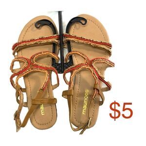 - $5 add on item/Maurices beaded size 7 sling back sandals